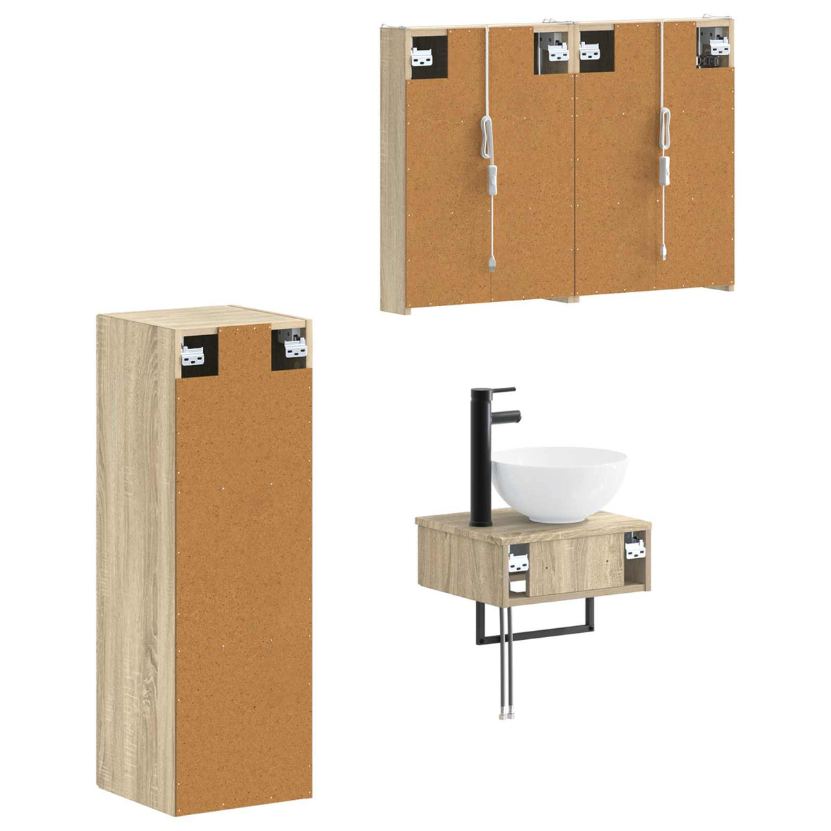 vidaXL Bathroom Cabinet Set 4 pcs Sonoma Oak Engineered Wood 5