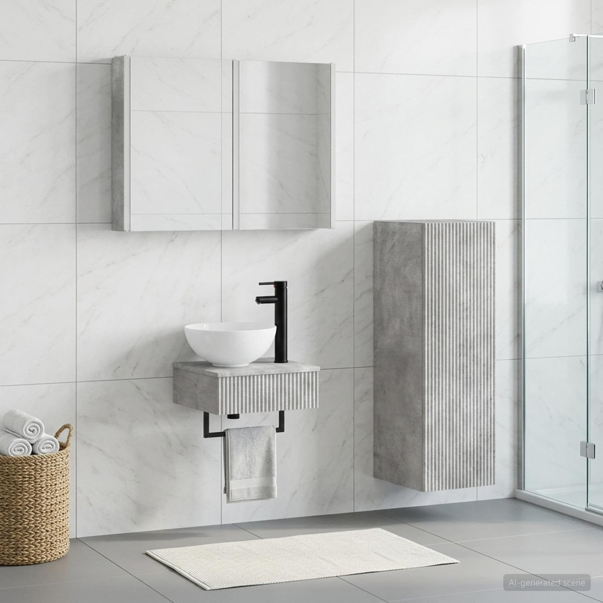 vidaXL Bathroom Cabinet Set 4 pcs Concrete Grey Engineered Wood 4