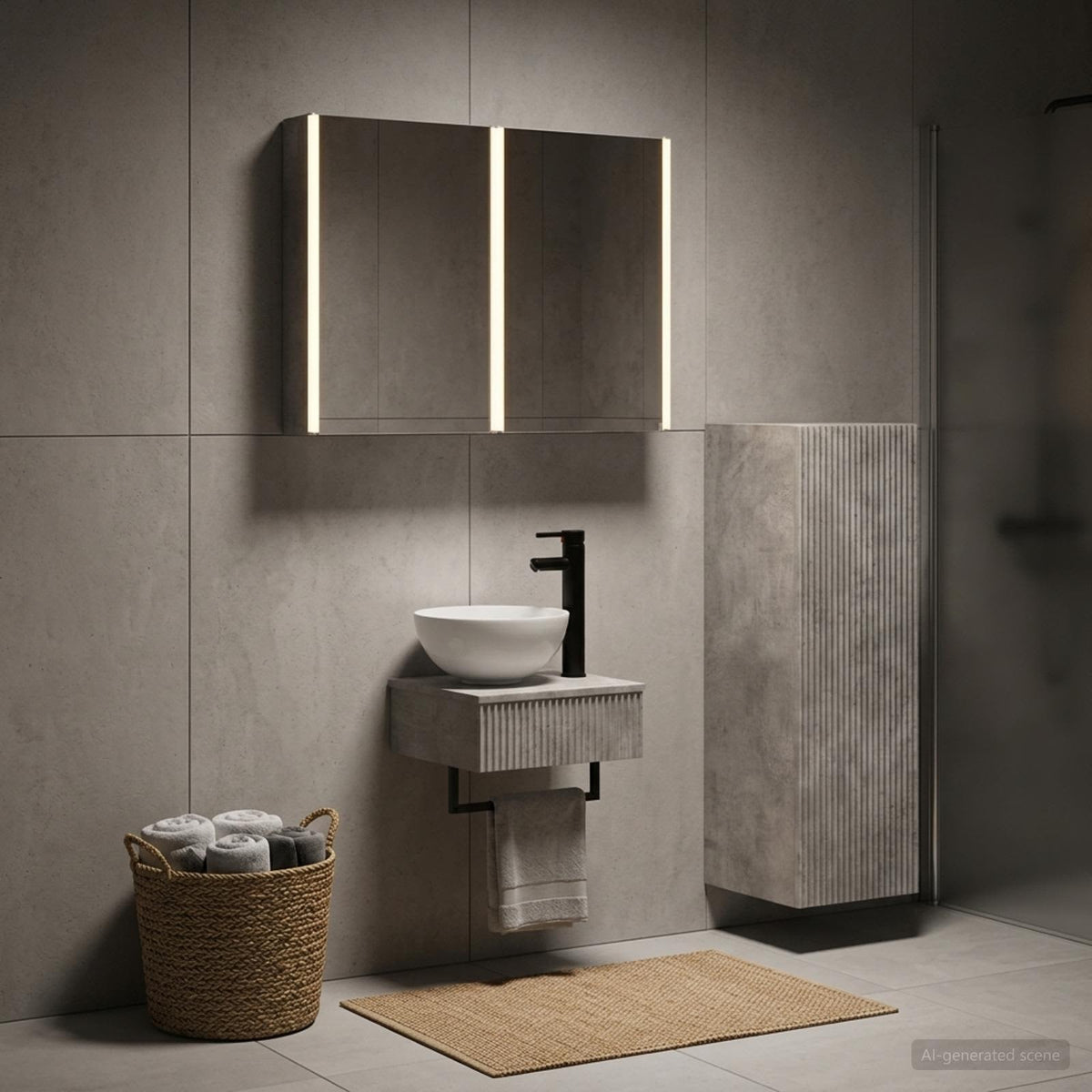vidaXL Bathroom Cabinet Set 4 pcs Concrete Grey Engineered Wood 1