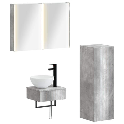 vidaXL Bathroom Cabinet Set 4 pcs Concrete Grey Engineered Wood 2