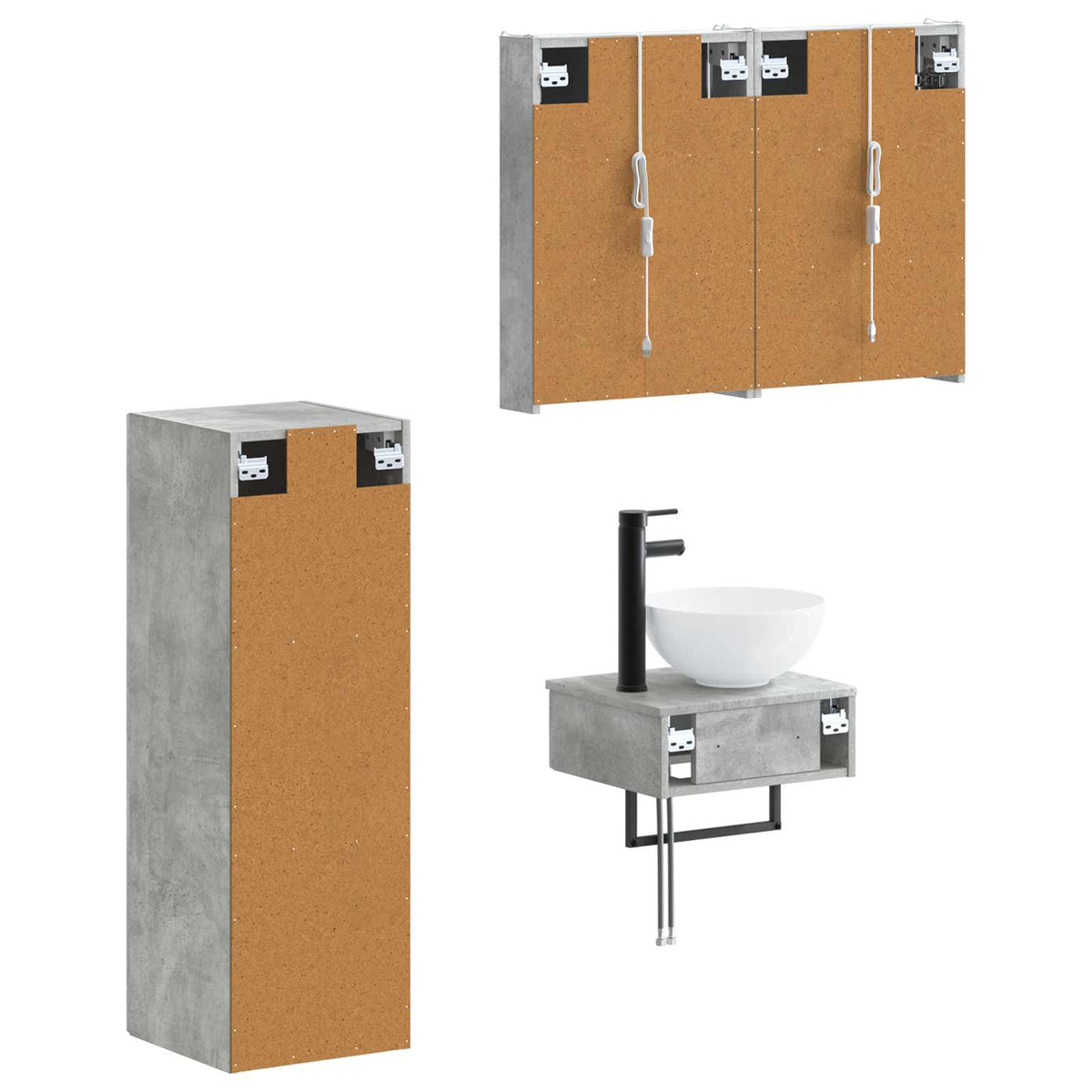 vidaXL Bathroom Cabinet Set 4 pcs Concrete Grey Engineered Wood 5