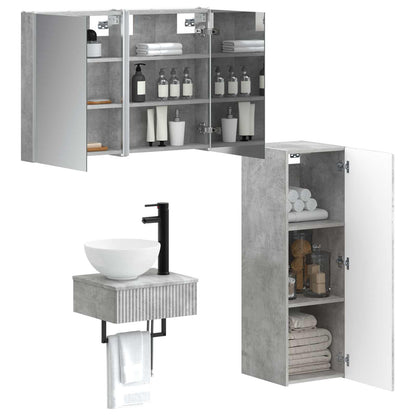 vidaXL Bathroom Cabinet Set 4 pcs Concrete Grey Engineered Wood 3