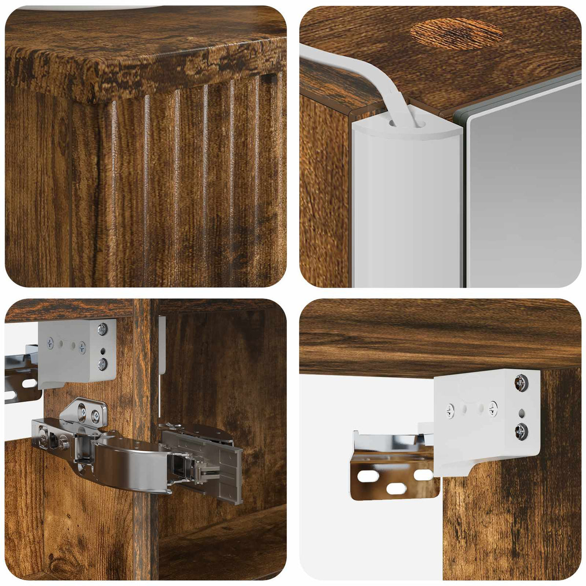 vidaXL Bathroom Cabinet Set 4 pcs Smoked Oak Engineered Wood 6