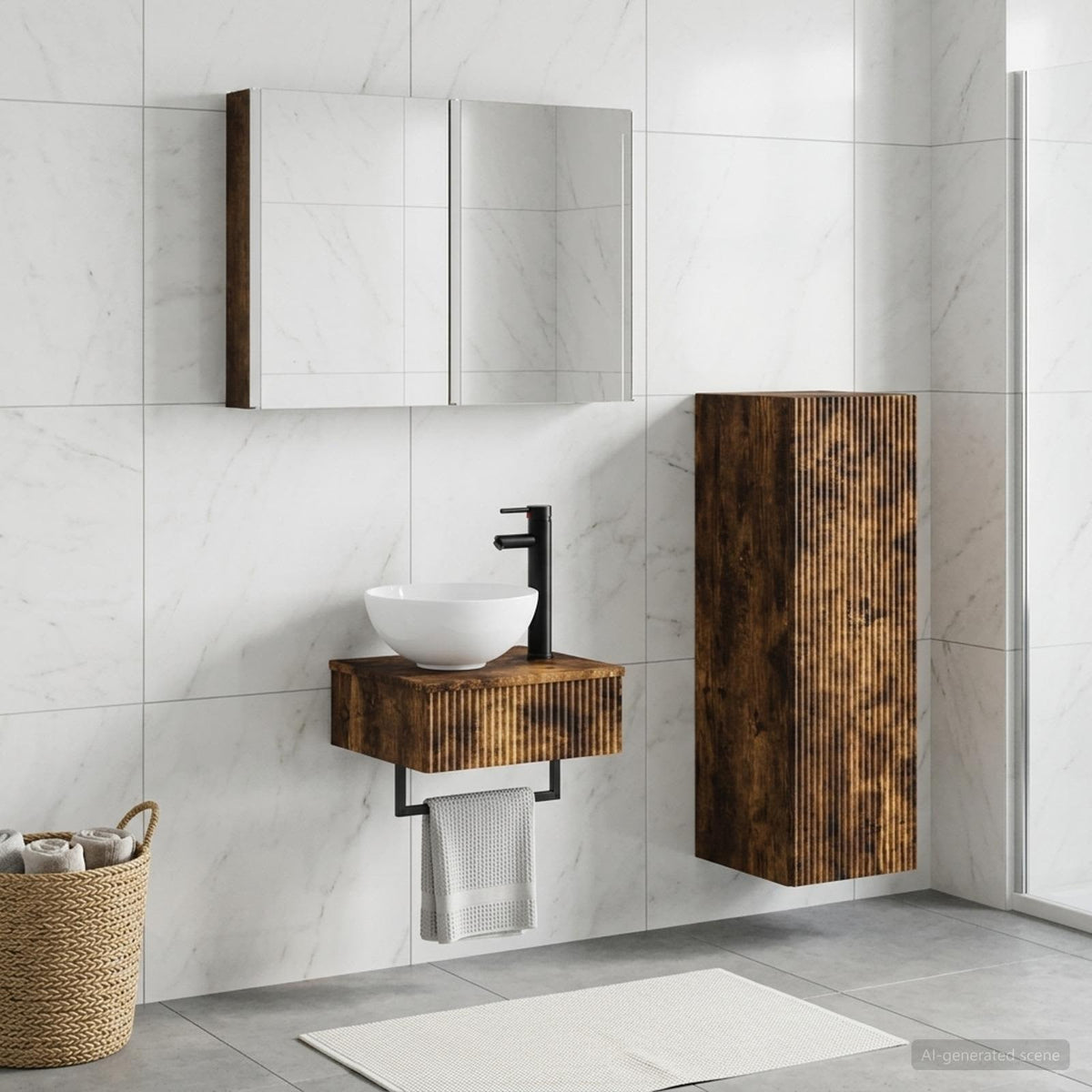 vidaXL Bathroom Cabinet Set 4 pcs Smoked Oak Engineered Wood 4