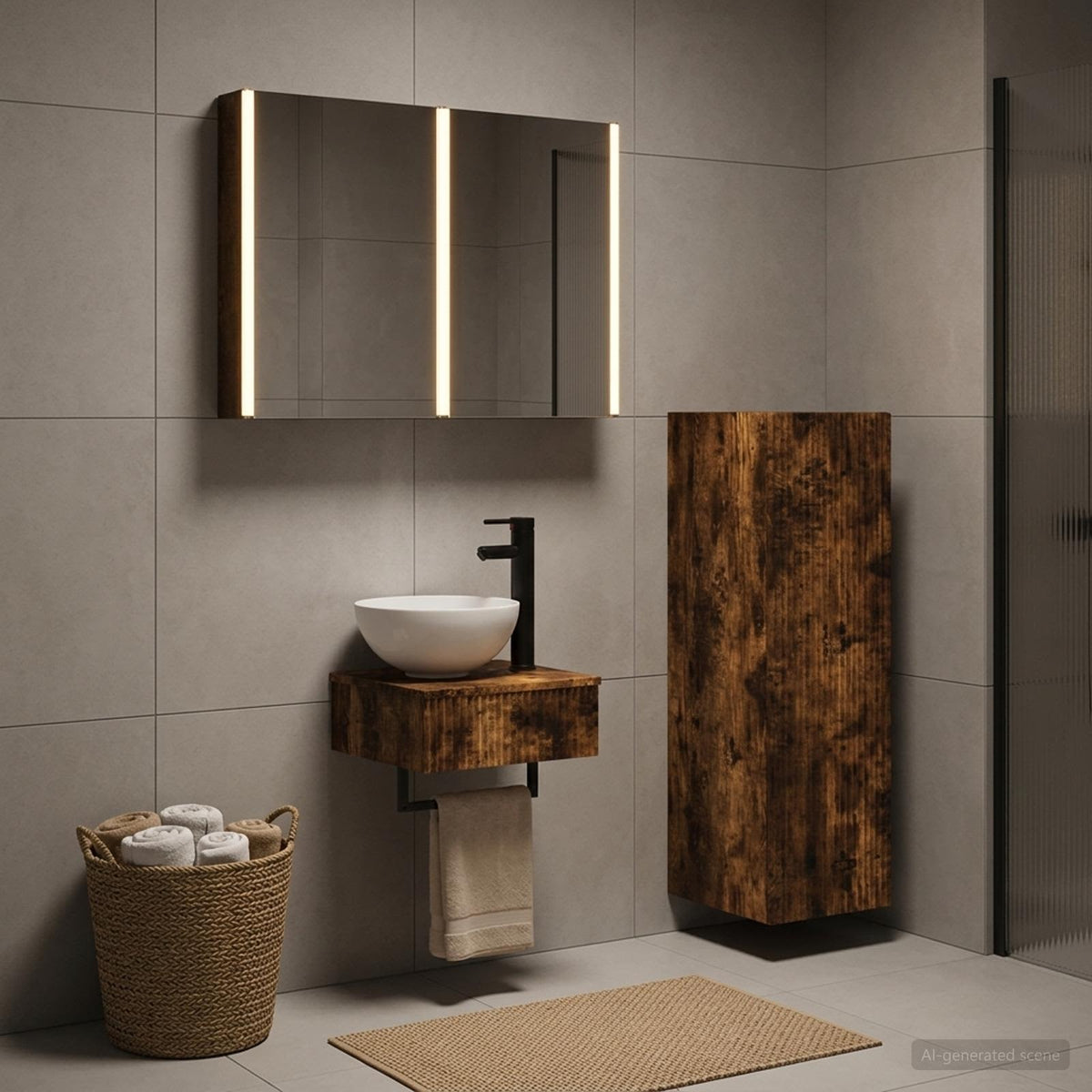 vidaXL Bathroom Cabinet Set 4 pcs Smoked Oak Engineered Wood 1