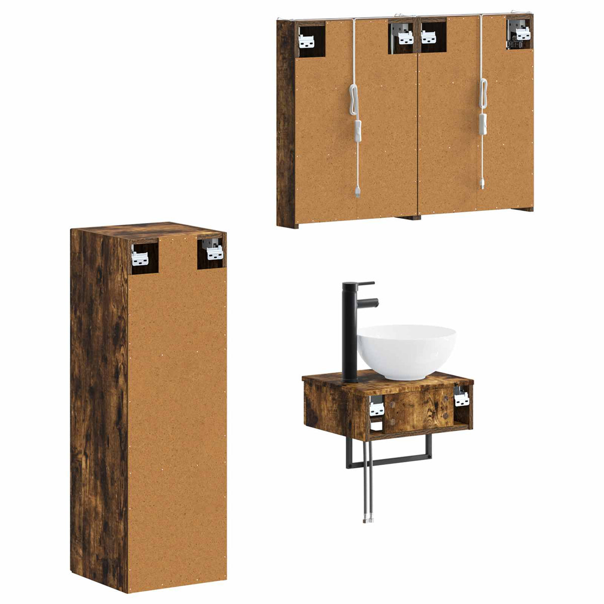 vidaXL Bathroom Cabinet Set 4 pcs Smoked Oak Engineered Wood 5