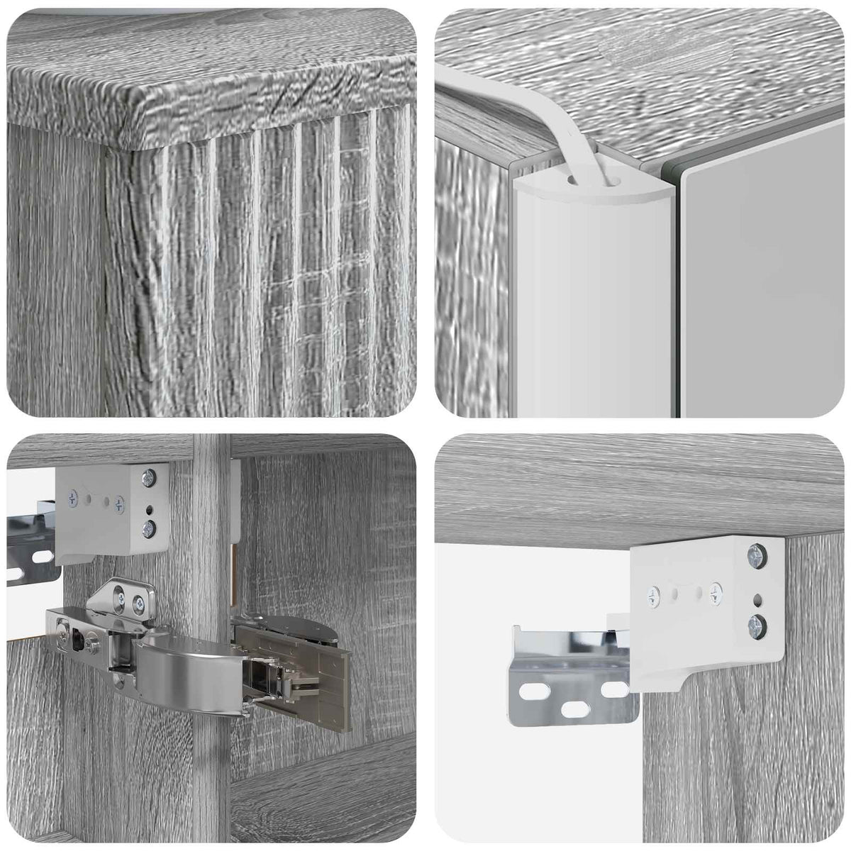 vidaXL Bathroom Cabinet Set 4 pcs Grey Sonoma Engineered Wood 6