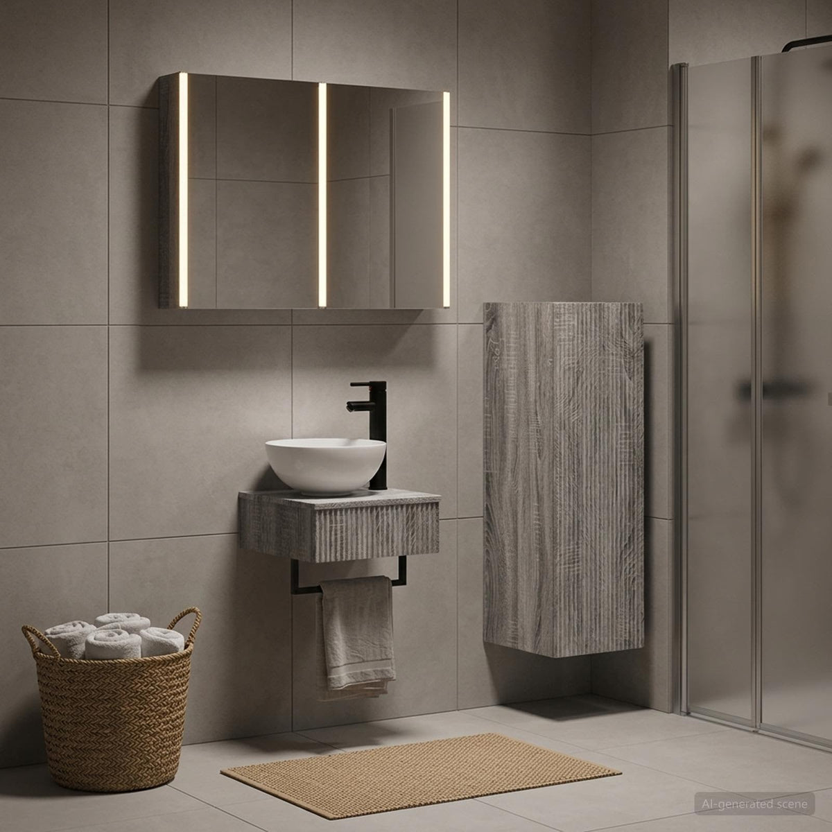 vidaXL Bathroom Cabinet Set 4 pcs Grey Sonoma Engineered Wood 1