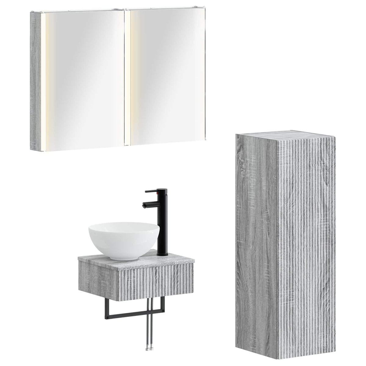 Bathroom Cabinet Set 3 pcs 86 x 11.5 x 60.5 cm Grey Sonoma