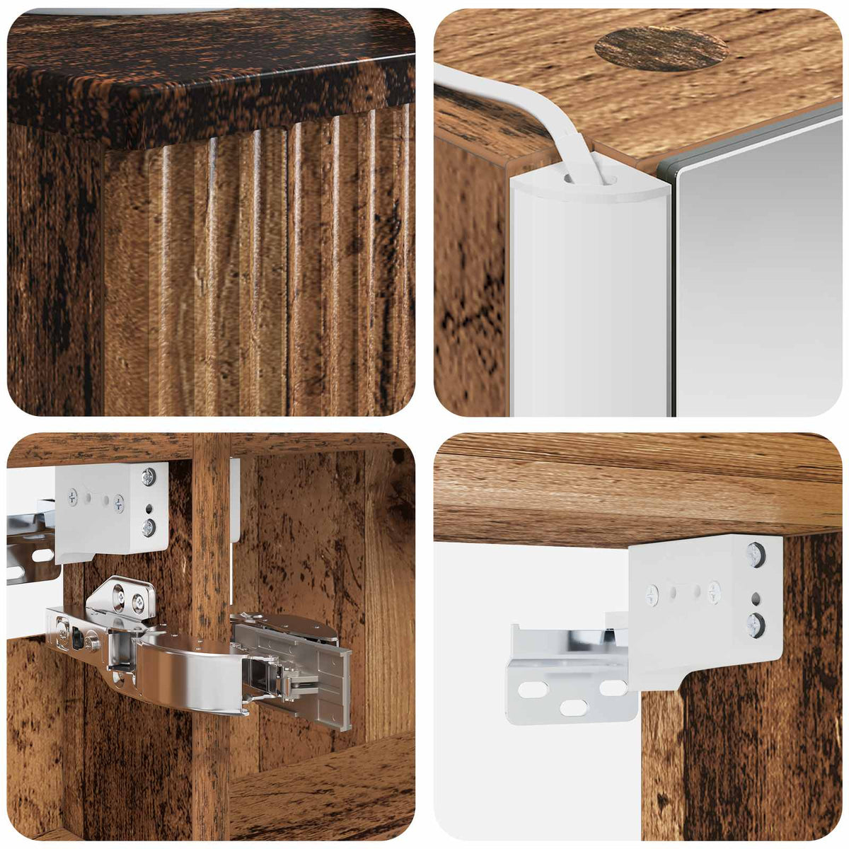 vidaXL Bathroom Cabinet Set 4 pcs Old Wood Engineered Wood 6