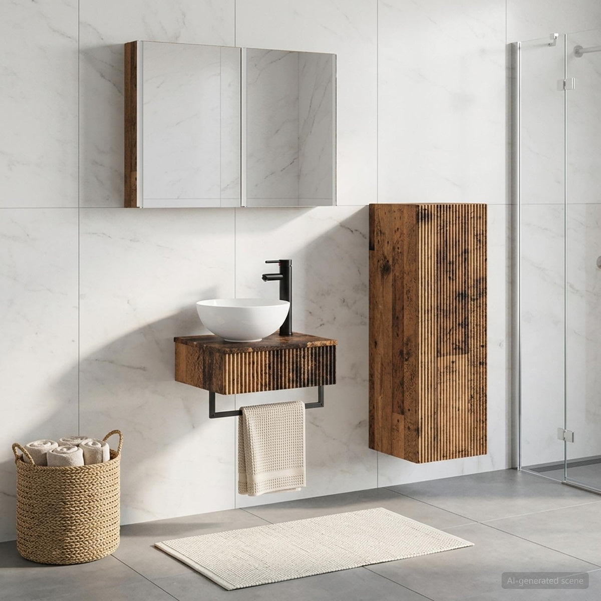 vidaXL Bathroom Cabinet Set 4 pcs Old Wood Engineered Wood 4