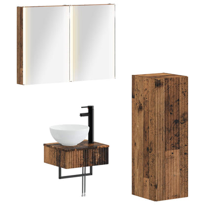 vidaXL Bathroom Cabinet Set 4 pcs Old Wood Engineered Wood 2