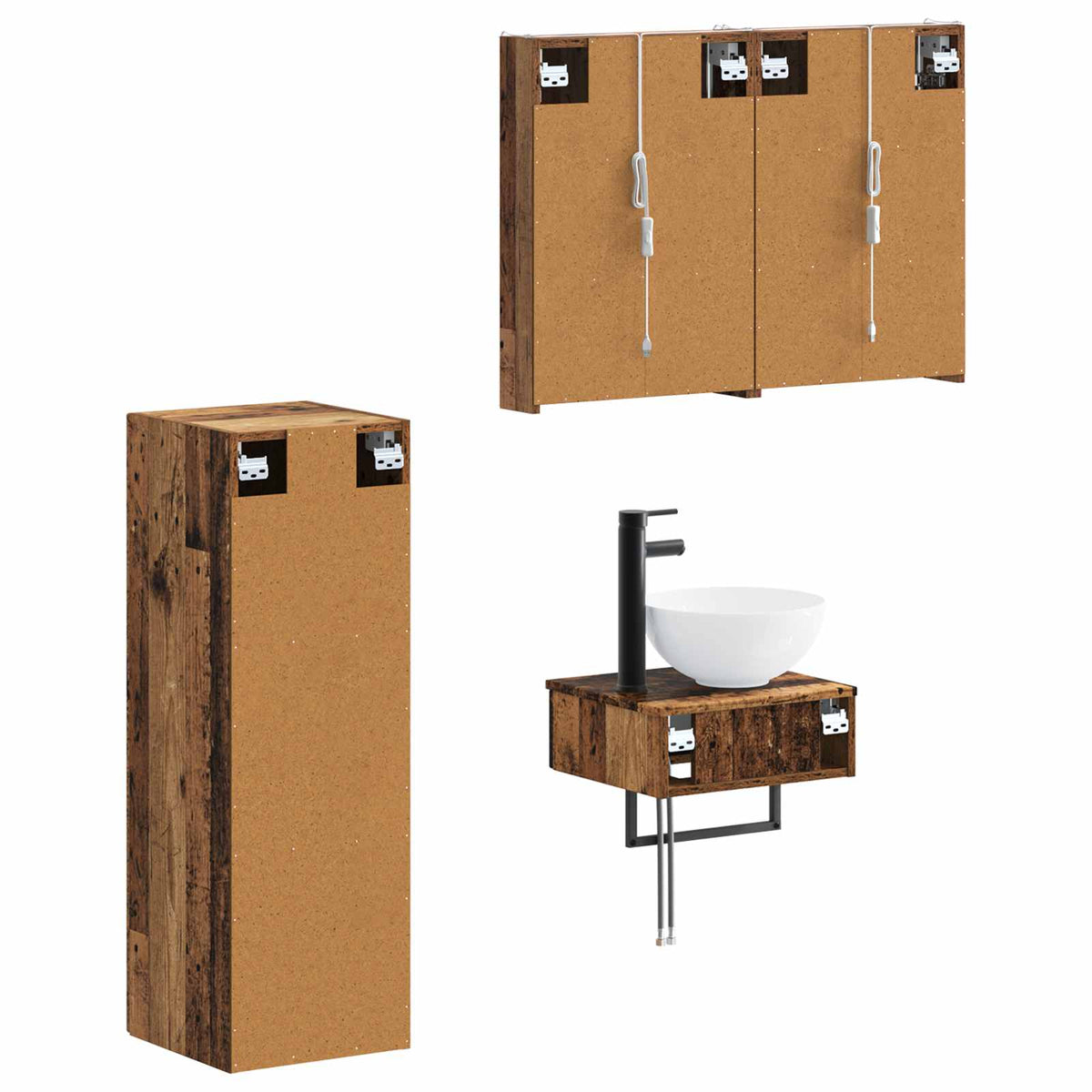vidaXL Bathroom Cabinet Set 4 pcs Old Wood Engineered Wood 5
