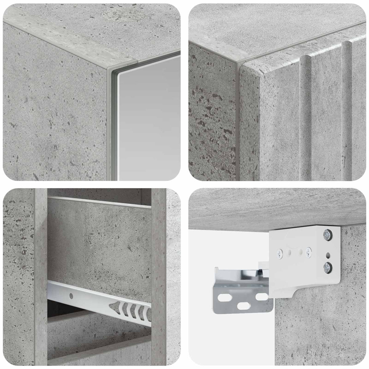 vidaXL Bathroom Furniture Set 4 pcs Concrete Grey 6