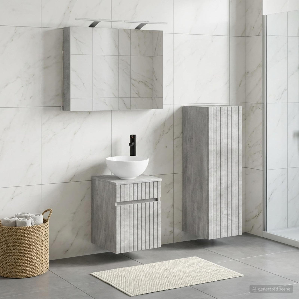 vidaXL Bathroom Furniture Set 4 pcs Concrete Grey 1
