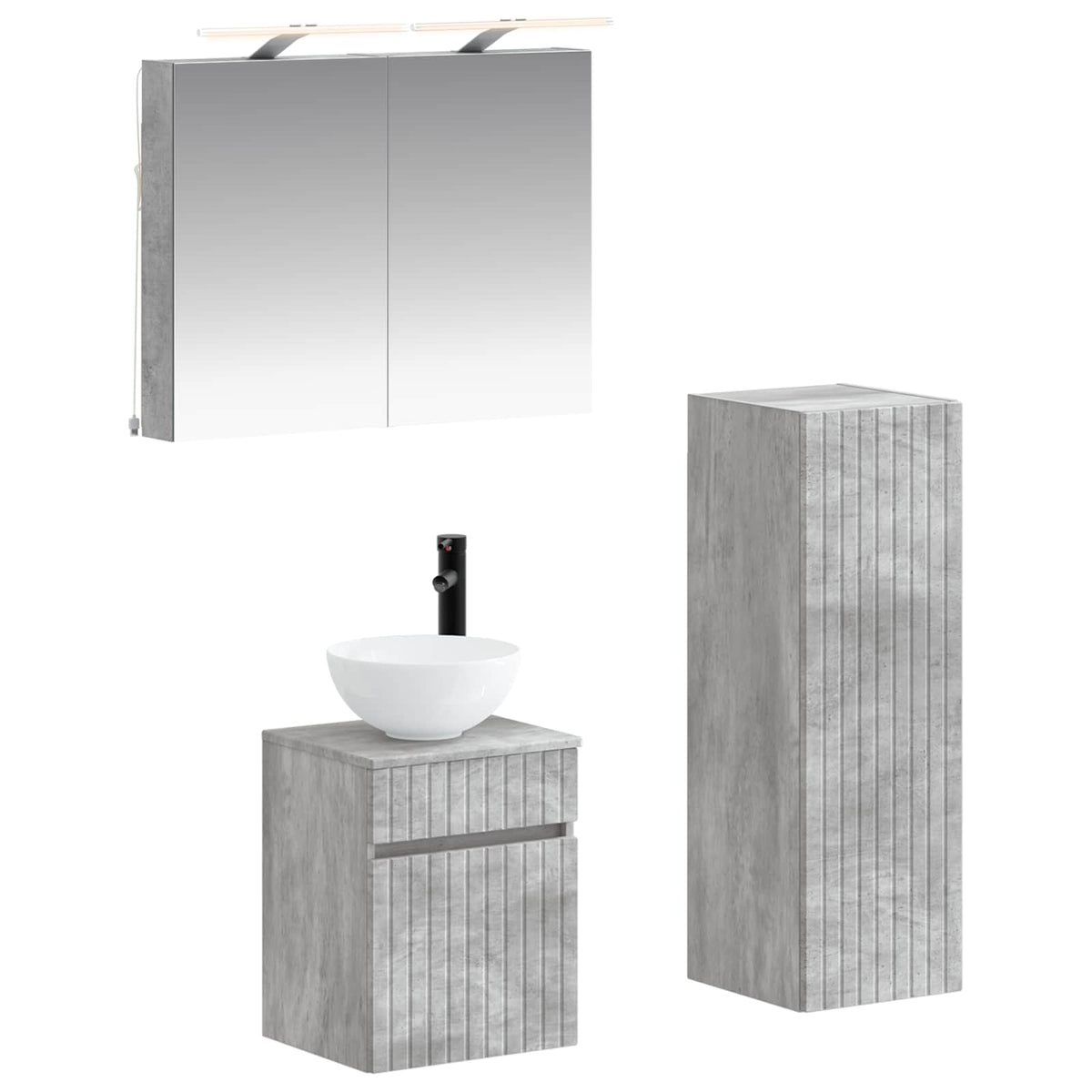 vidaXL Bathroom Furniture Set 4 pcs Concrete Grey 2