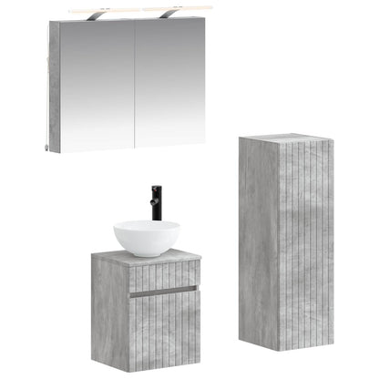 vidaXL Bathroom Furniture Set 4 pcs Concrete Grey 2