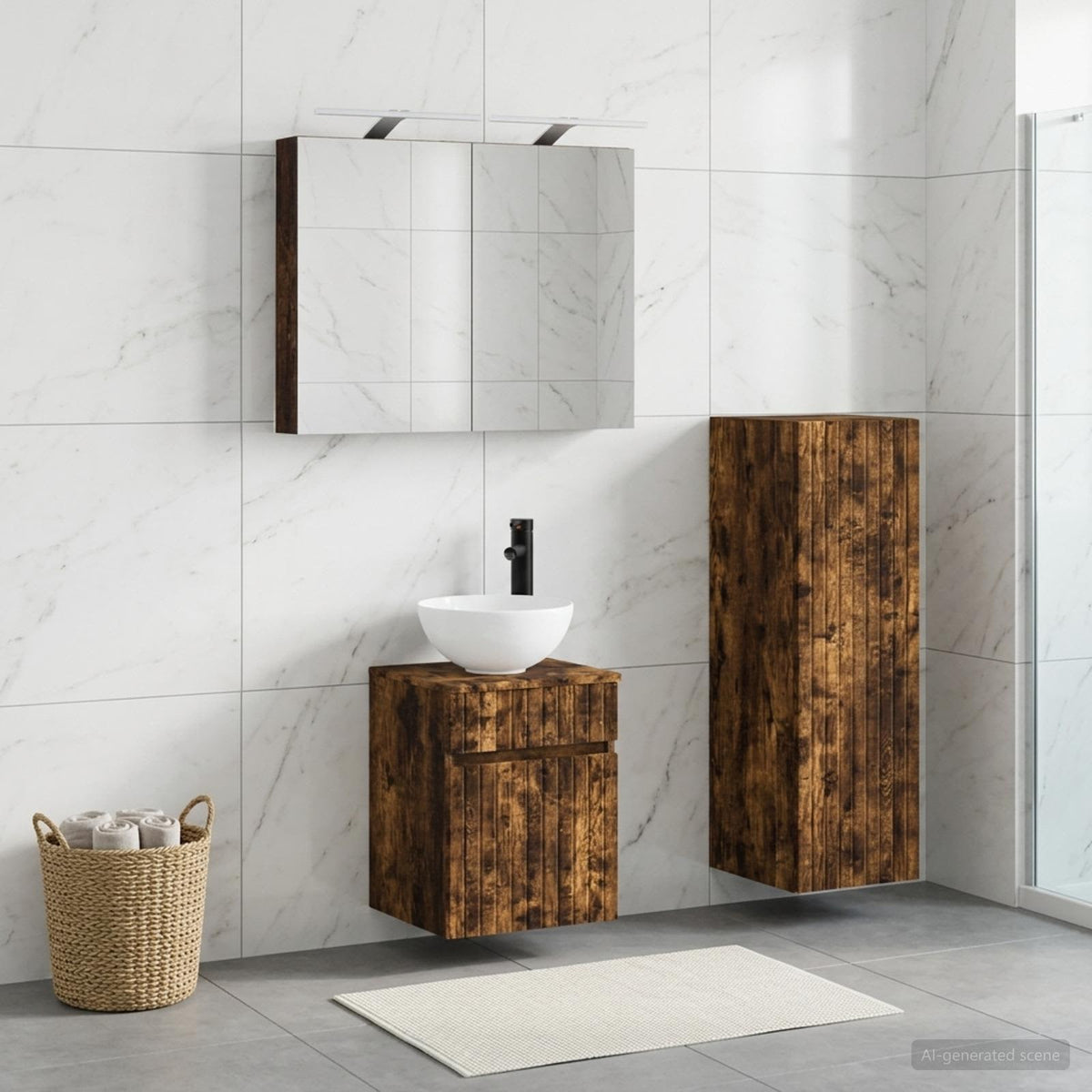 vidaXL Bathroom Furniture Set 4 pcs Smoked Oak 4