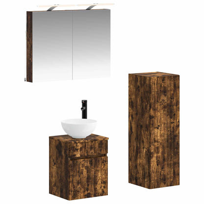 vidaXL Bathroom Furniture Set 4 pcs Smoked Oak 2