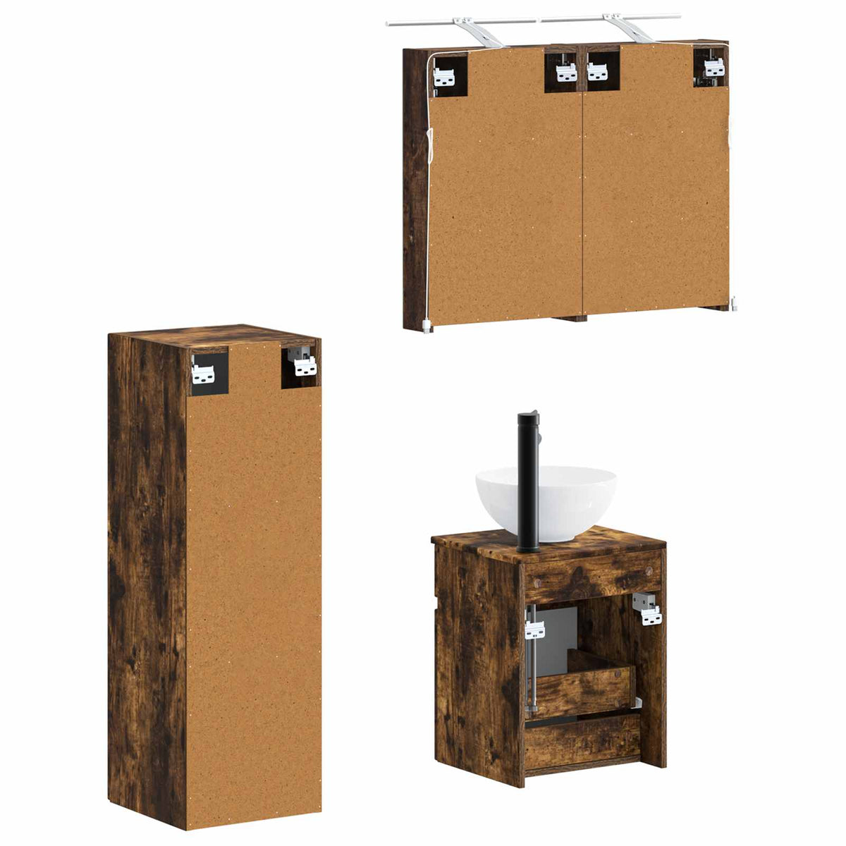 vidaXL Bathroom Furniture Set 4 pcs Smoked Oak 5