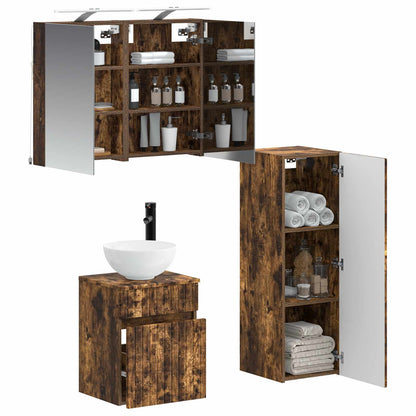 vidaXL Bathroom Furniture Set 4 pcs Smoked Oak 3