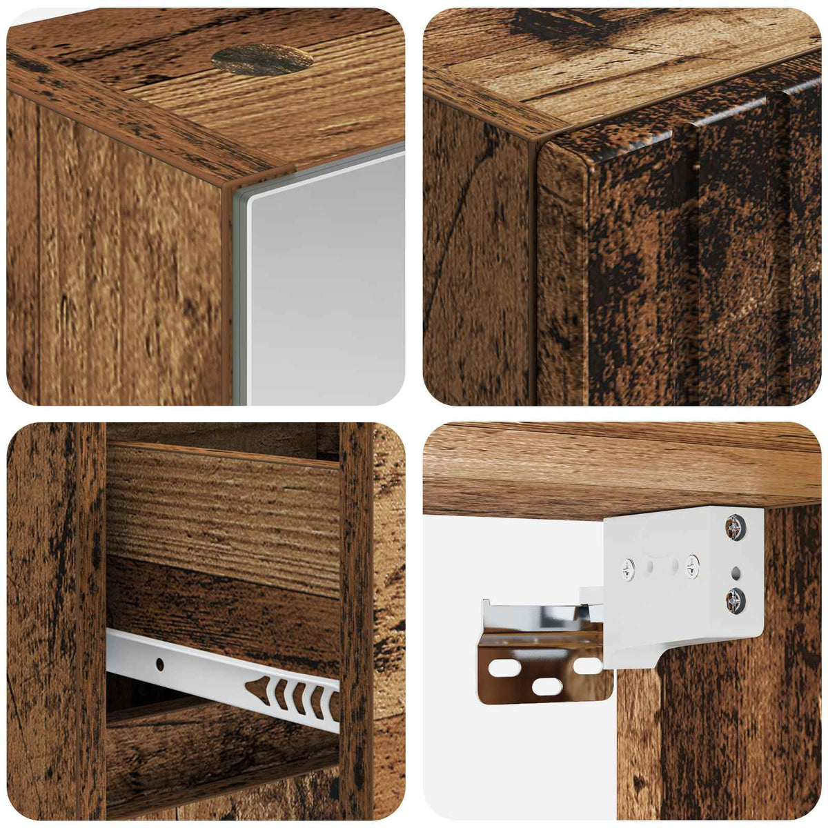 vidaXL Bathroom Furniture Set 4 pcs Old Wood Engineered Wood and Glass 6
