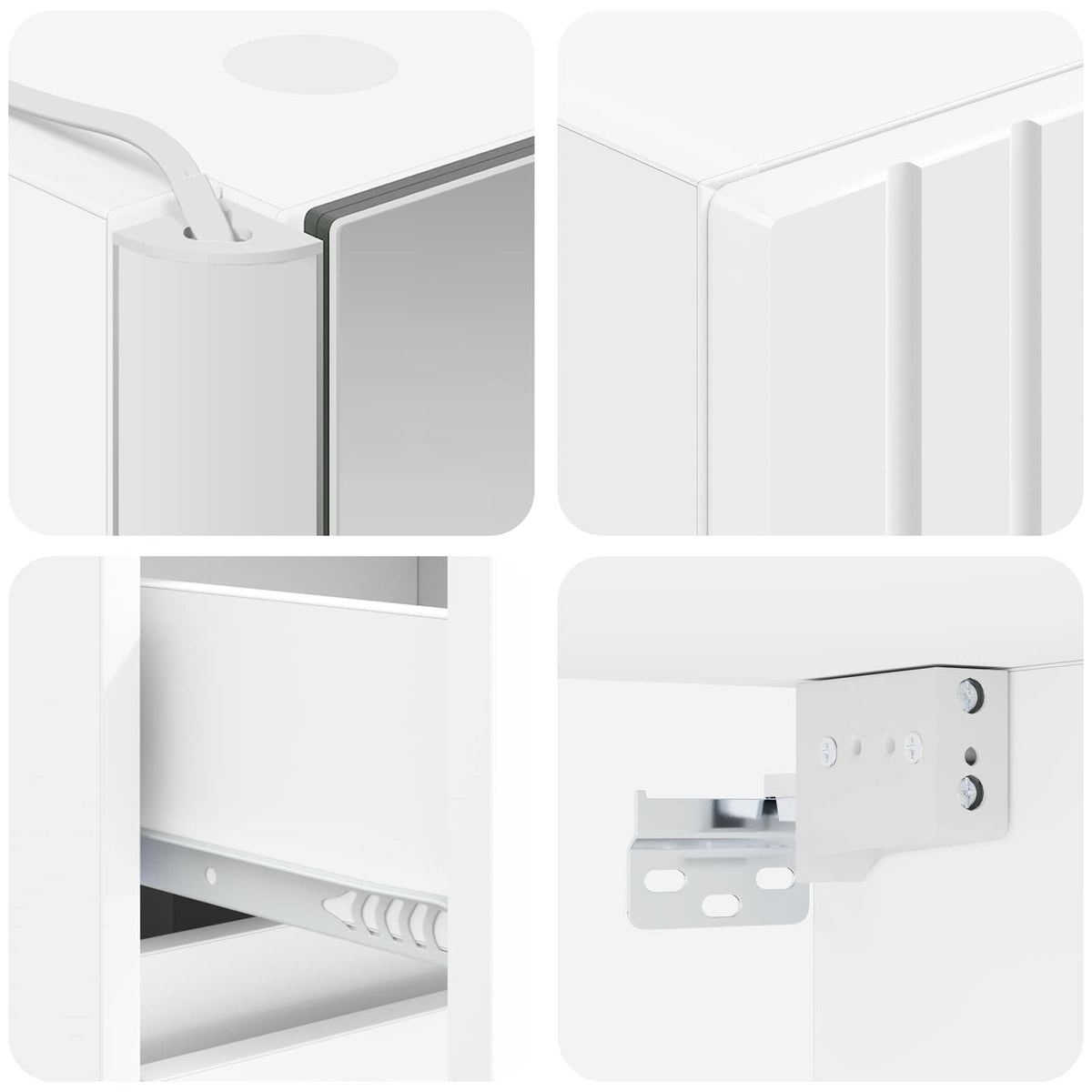 vidaXL Bathroom Furniture Set 4 pcs White Engineered Wood and Glass 6