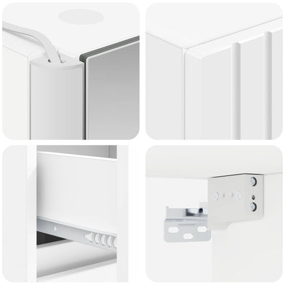 vidaXL Bathroom Furniture Set 4 pcs White Engineered Wood and Glass 6