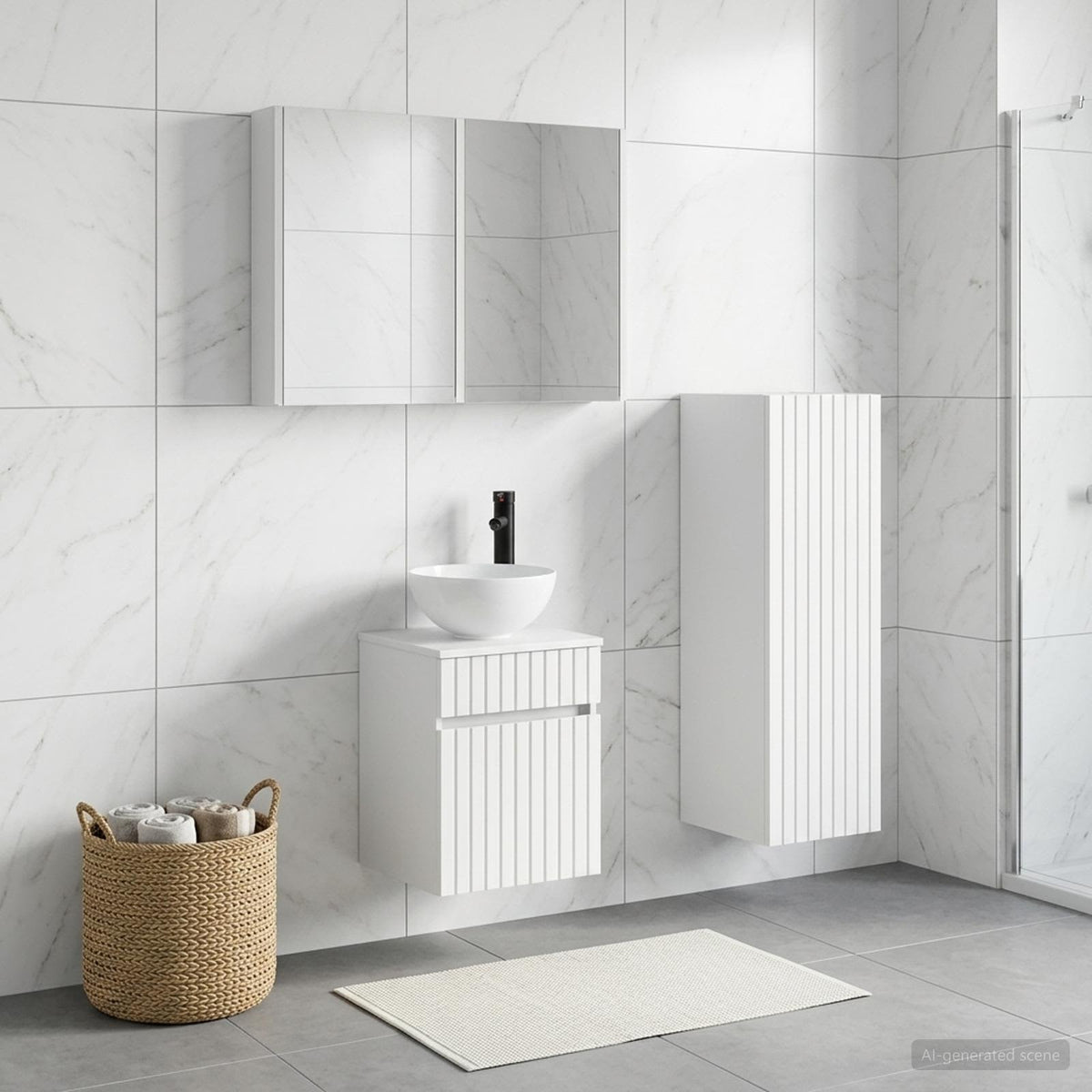 vidaXL Bathroom Furniture Set 4 pcs White Engineered Wood and Glass 4
