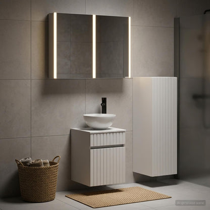 vidaXL Bathroom Furniture Set 4 pcs White Engineered Wood and Glass 1