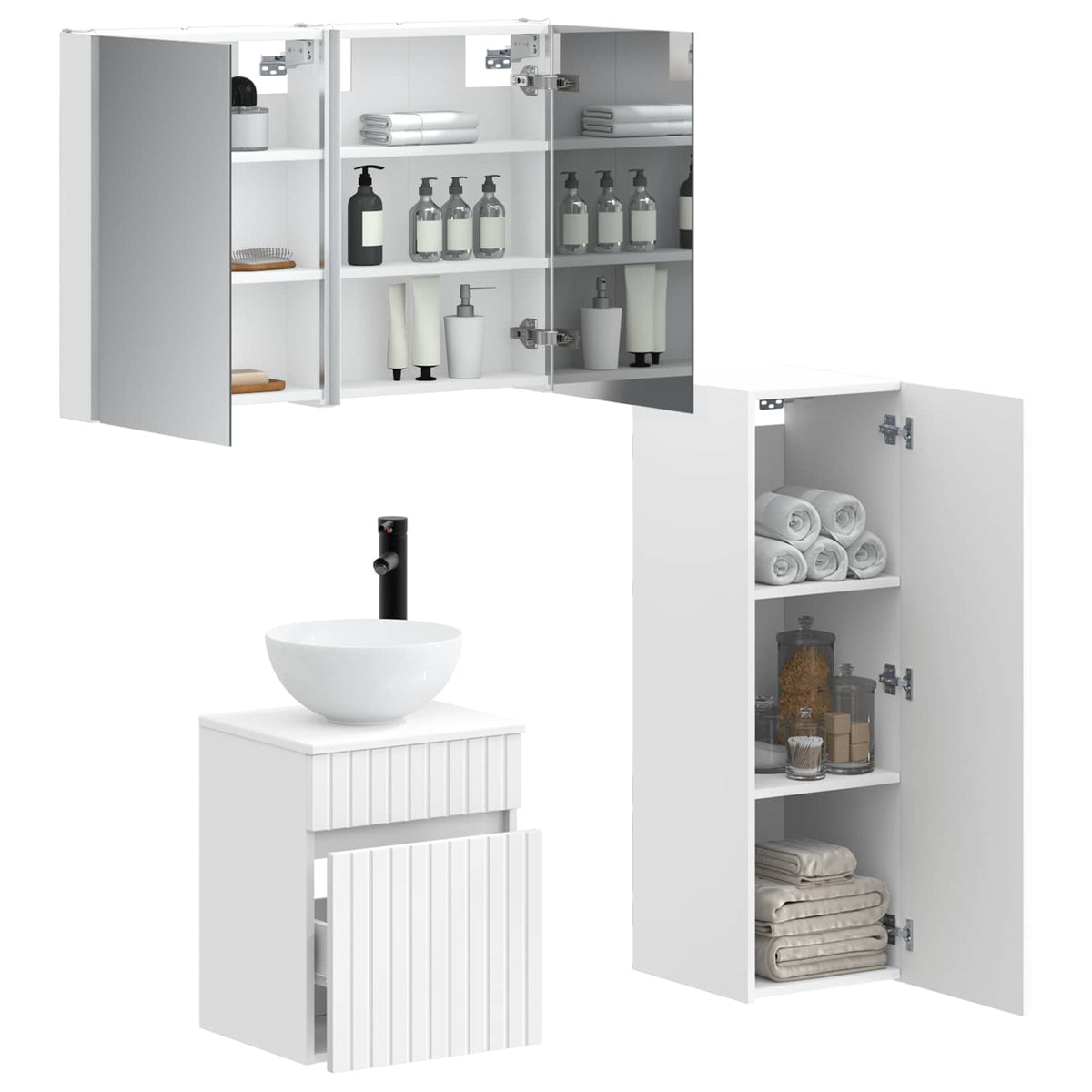 Bathroom Furniture Set 3 pcs 86 x 11.5 x 60.5 cm White