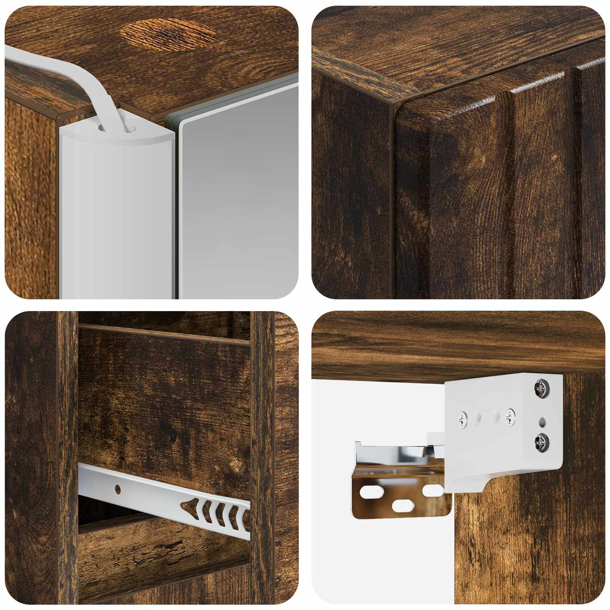 vidaXL Bathroom Furniture Set 4 pcs Smoked Oak 6