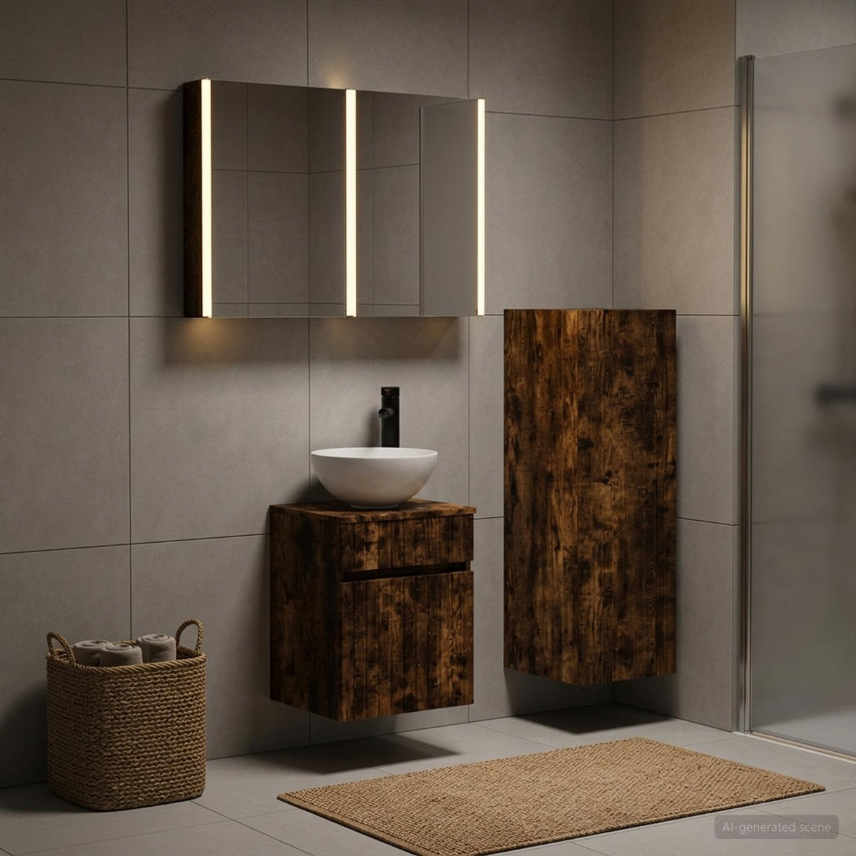 vidaXL Bathroom Furniture Set 4 pcs Smoked Oak 4
