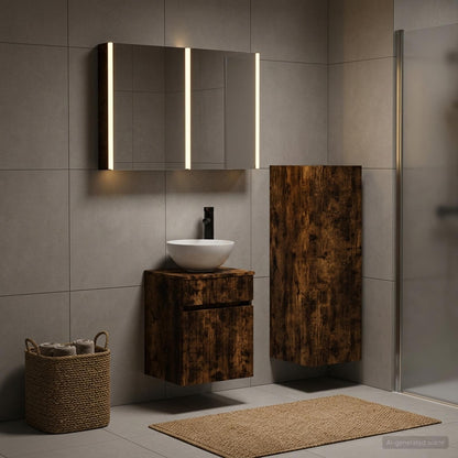vidaXL Bathroom Furniture Set 4 pcs Smoked Oak 4