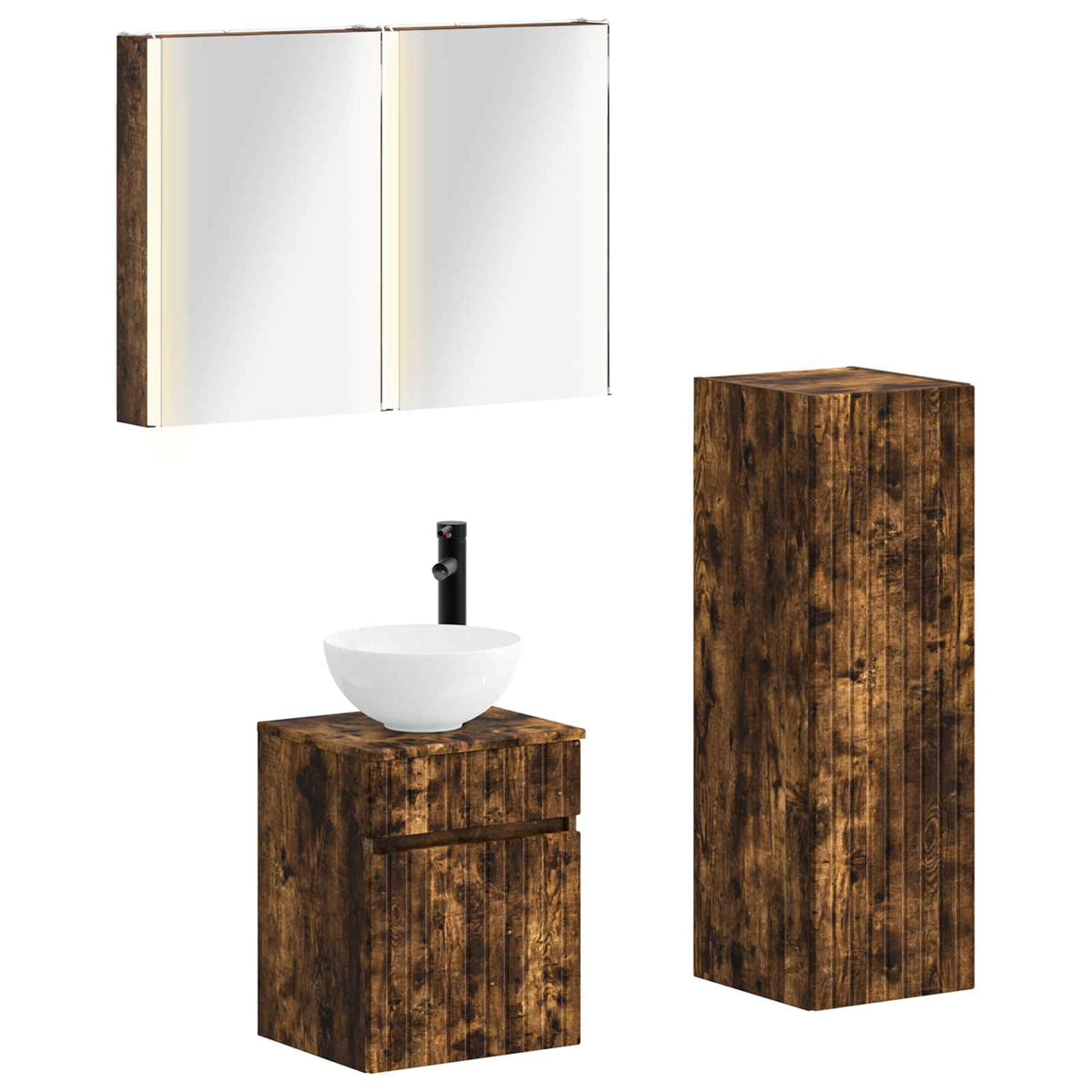 vidaXL Bathroom Furniture Set 4 pcs Smoked Oak 2