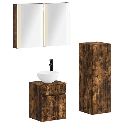 Bathroom Furniture Set 3 pcs 86 x 11.5 x 60.5 cm Smoked oak