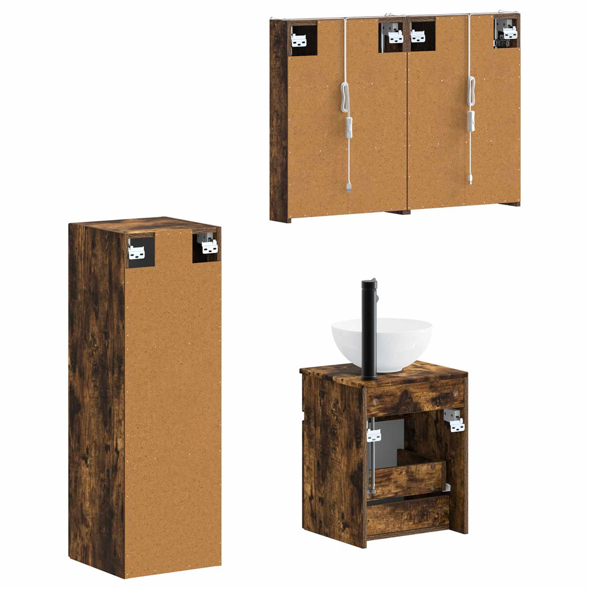 vidaXL Bathroom Furniture Set 4 pcs Smoked Oak 5