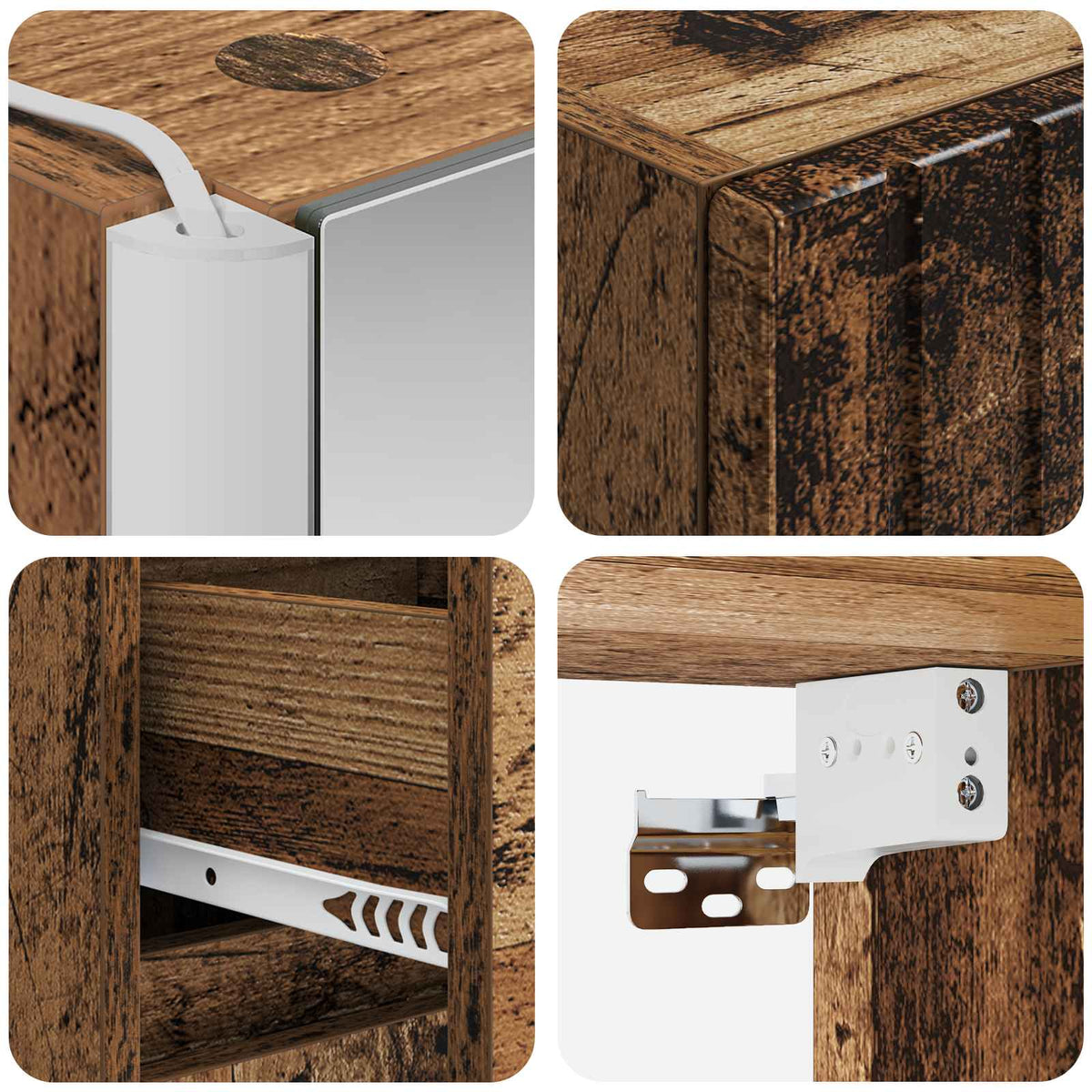 vidaXL Bathroom Furniture Set 4 pcs Old Wood Engineered Wood and Glass 6