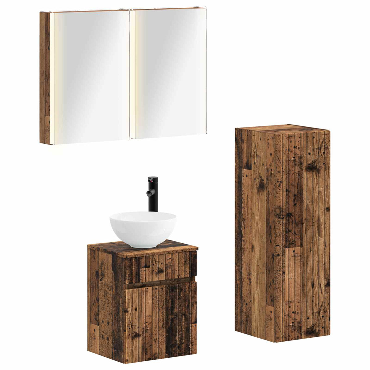 Bathroom Furniture Set 3 pcs 86 x 11.5 x 60.5 cm Old wood