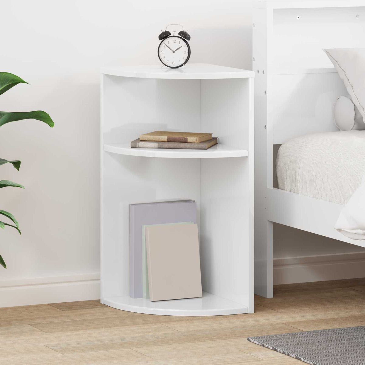 End Table 39.5 x 39.5 x 60 cm Engineered Wood High gloss white 29.5 cm