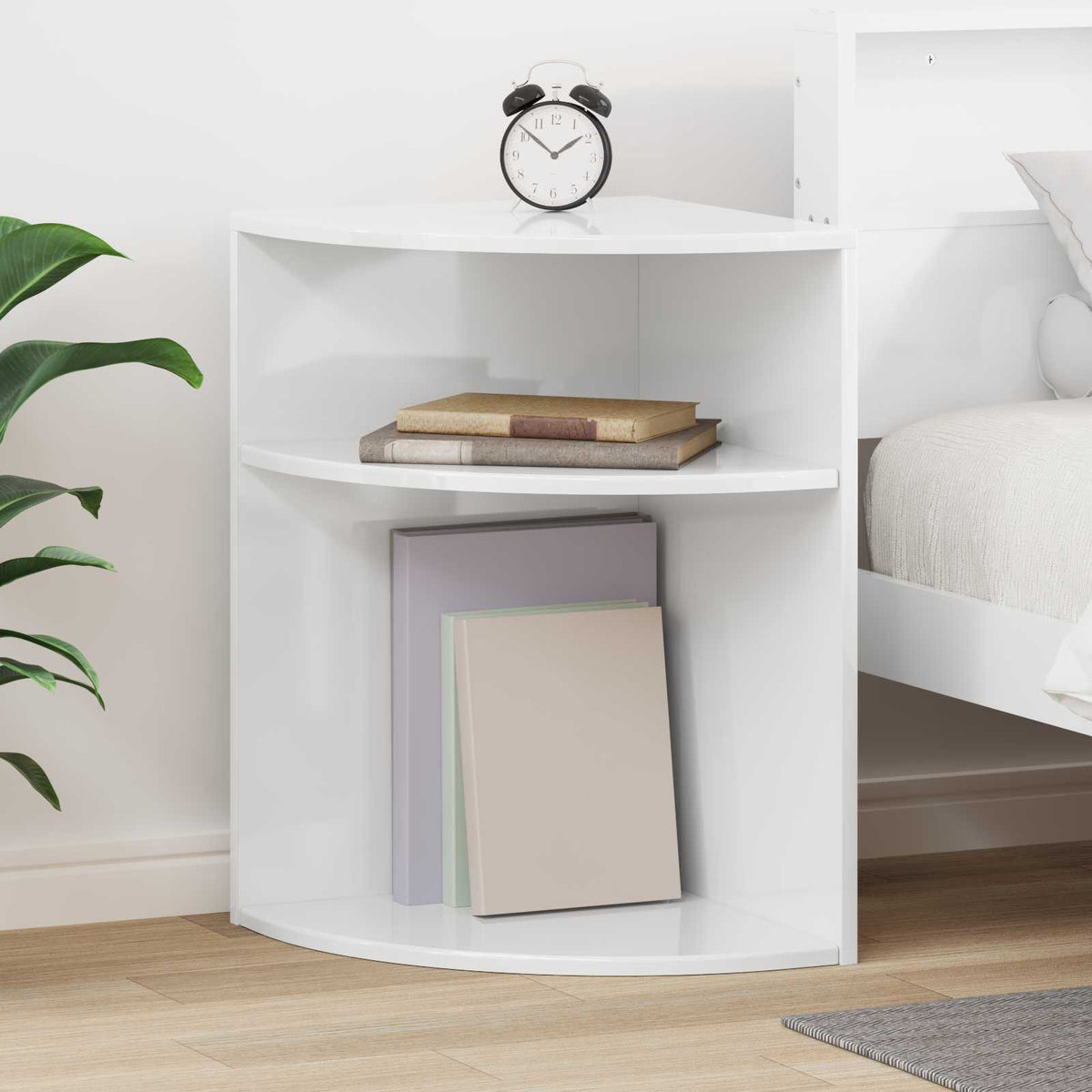 End Table 39.5 x 39.5 x 60 cm Engineered Wood High gloss white 39.5 cm