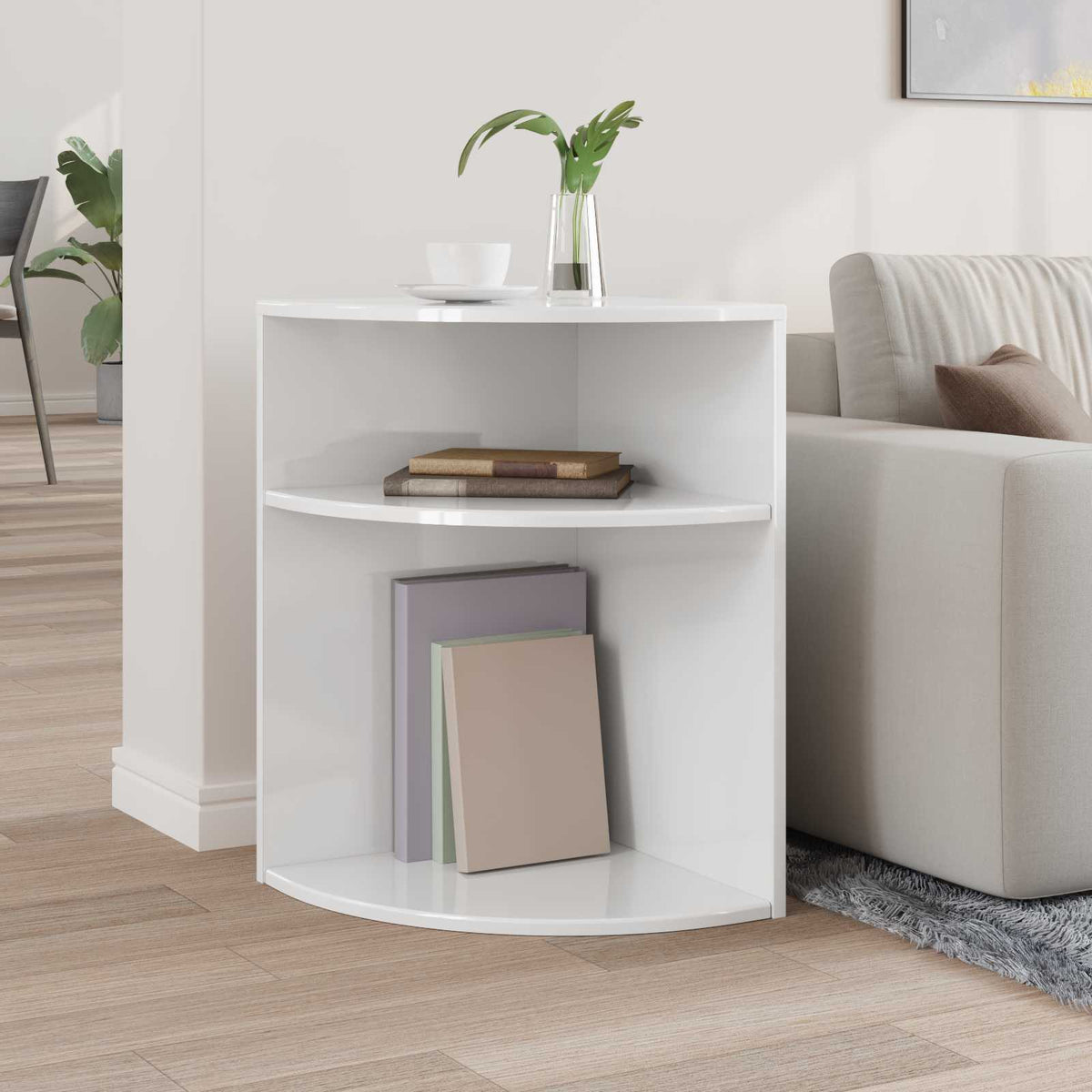 End Table 39.5 x 39.5 x 60 cm Engineered Wood High gloss white 39.5 cm