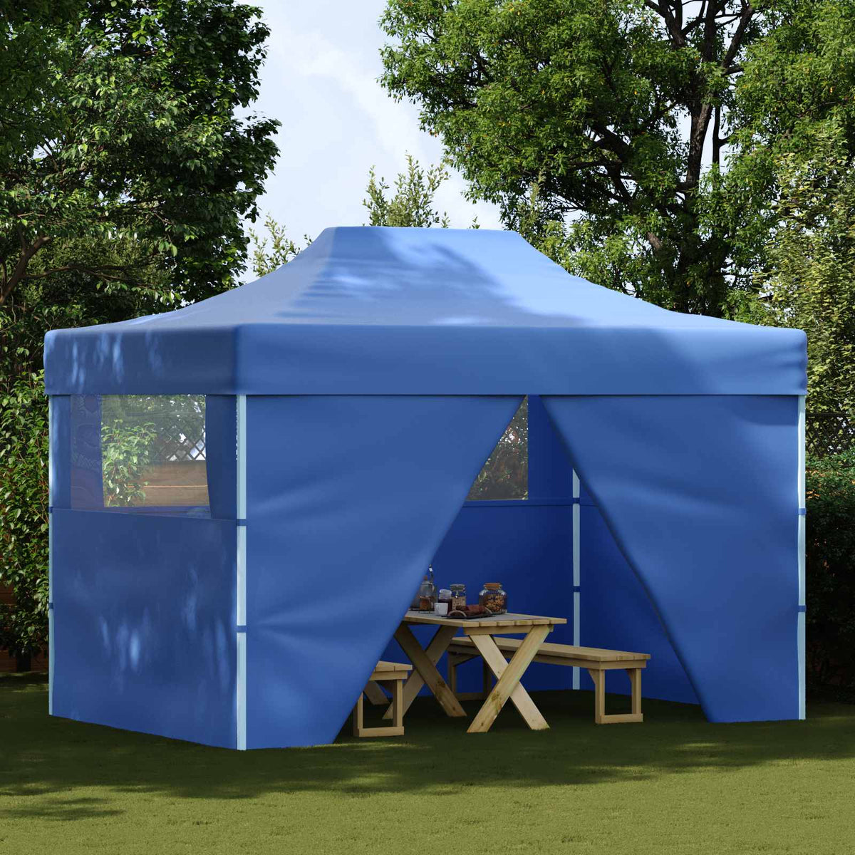 Party Tent 292 x 440 x 315 cm Oxford Fabric Yes with 4 Sidewalls Blue