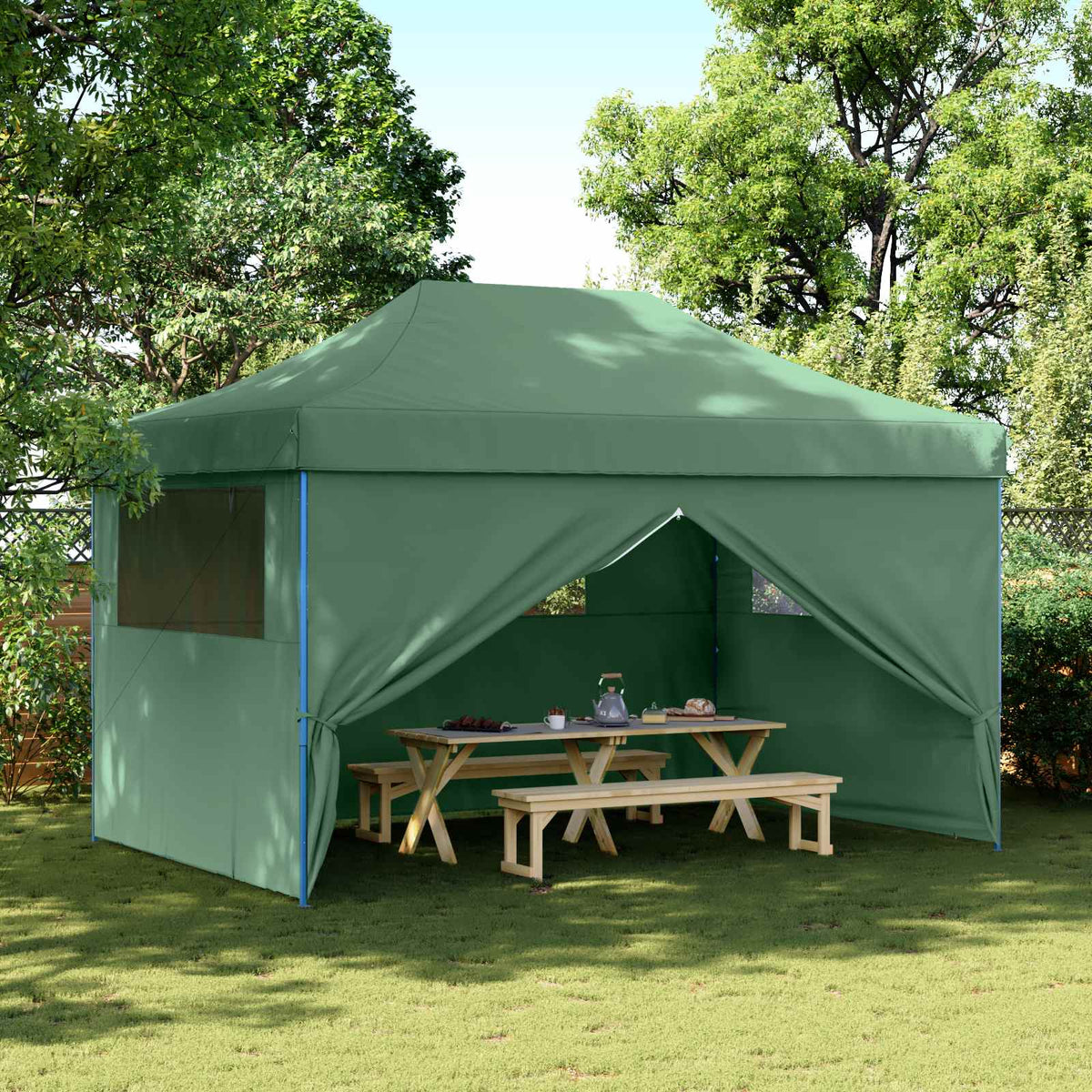 Party Tent 292 x 440 x 315 cm Oxford Fabric Yes with 4 Sidewalls Green