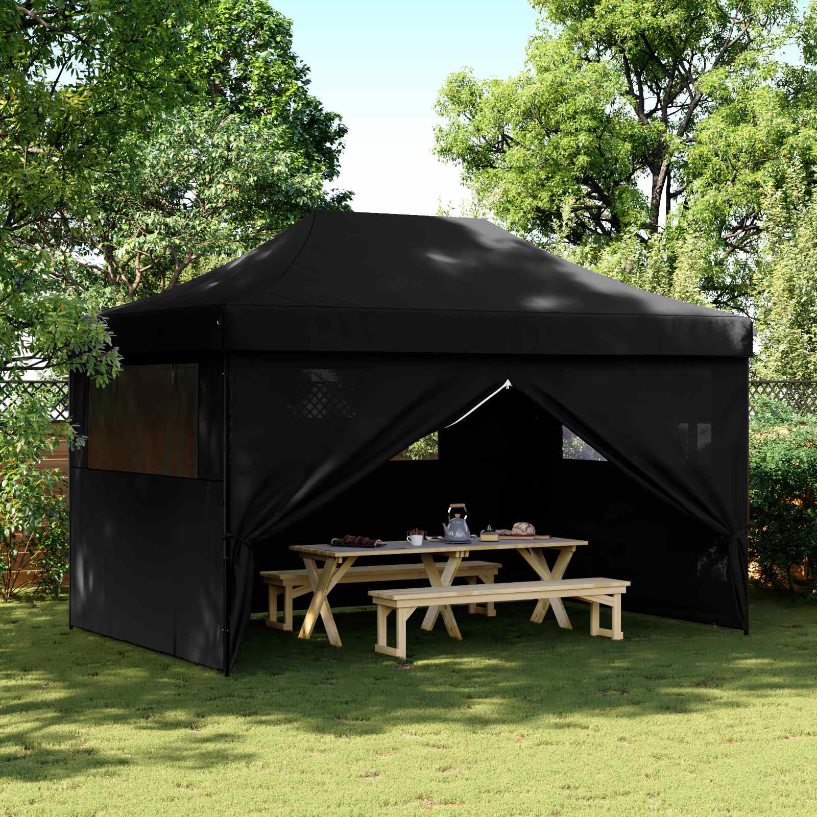 vidaXL Party Tent 292 x 440 x 315 cm Black Oxford Fabric 1