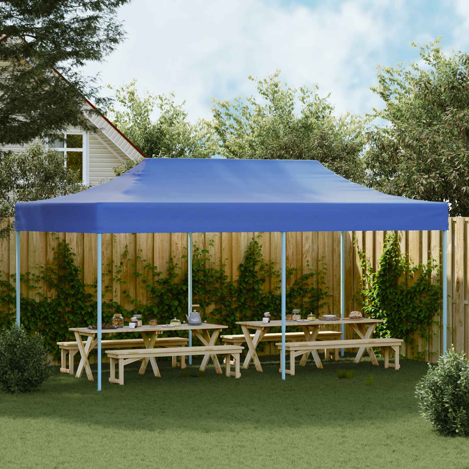 vidaXL Party Tent 291 x 580 x 315 cm Blue Oxford Fabric 3
