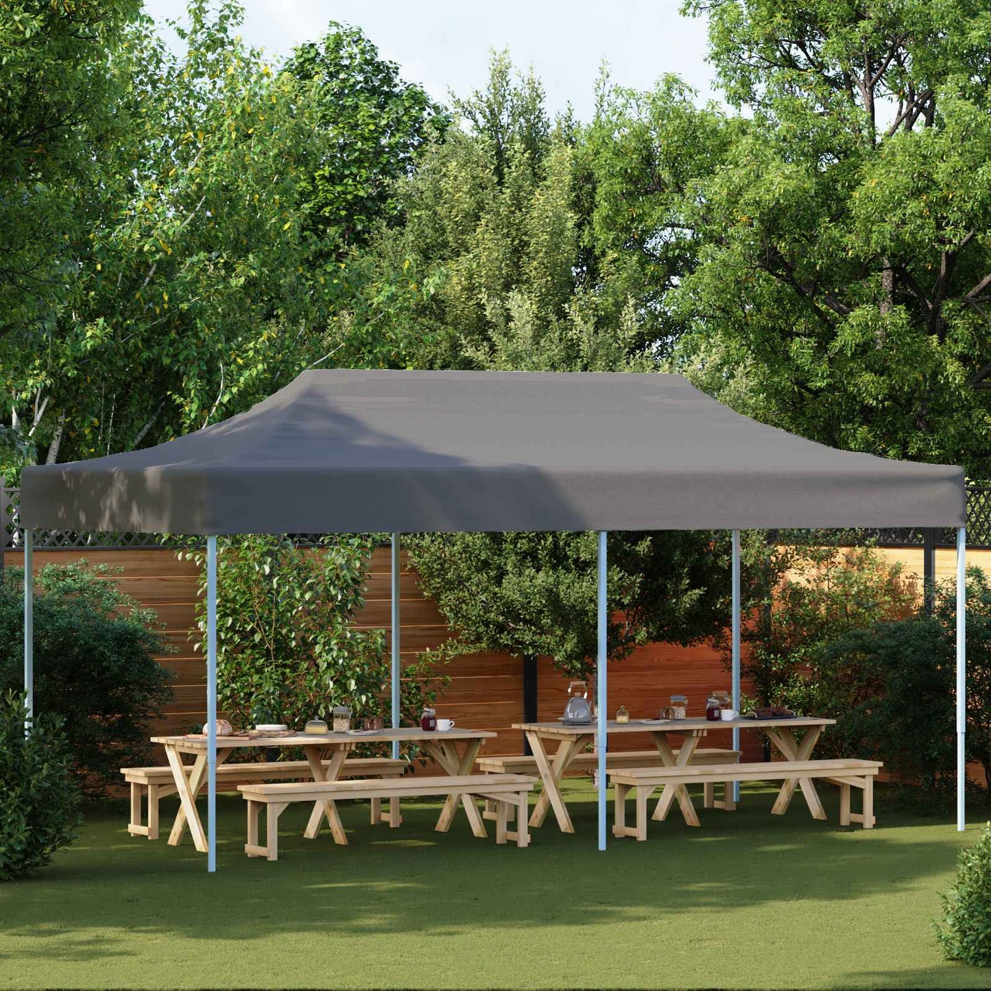 vidaXL Party Tent 291 x 580 x 315 cm Anthracite Oxford Fabric 1