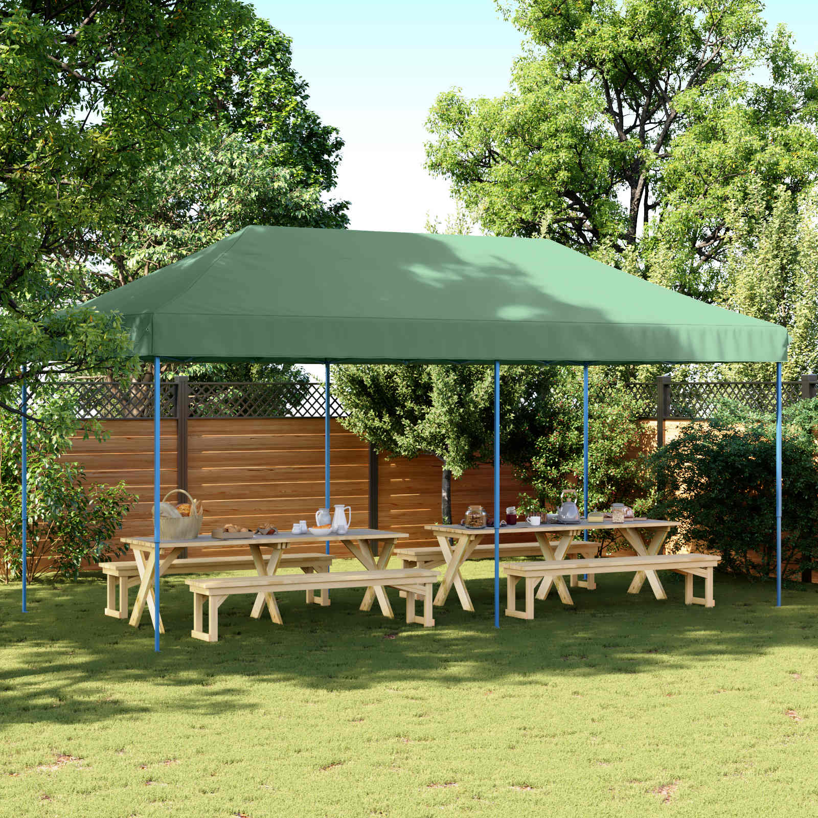 vidaXL Party Tent 292 x 580 x 315 cm Green Oxford Fabric 1