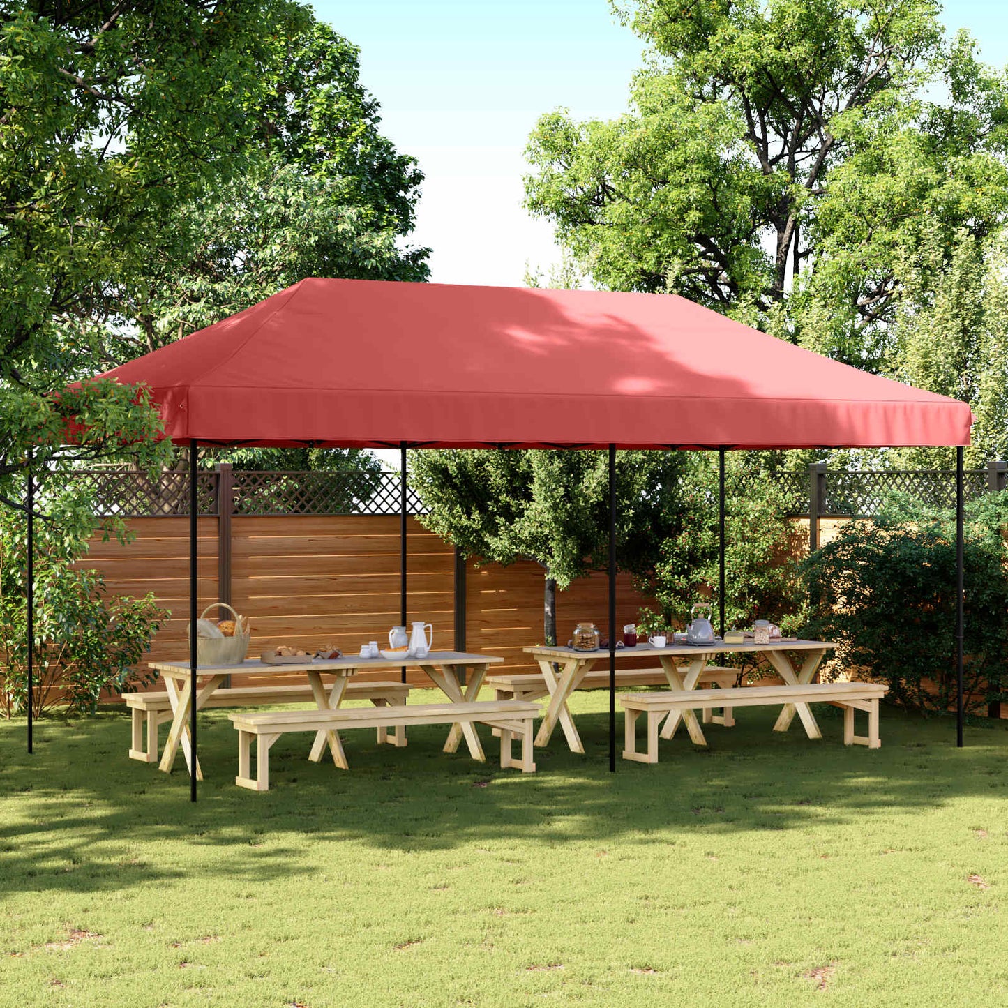 vidaXL Party Tent 292 x 580 x 315 cm Burgundy Oxford Fabric 1