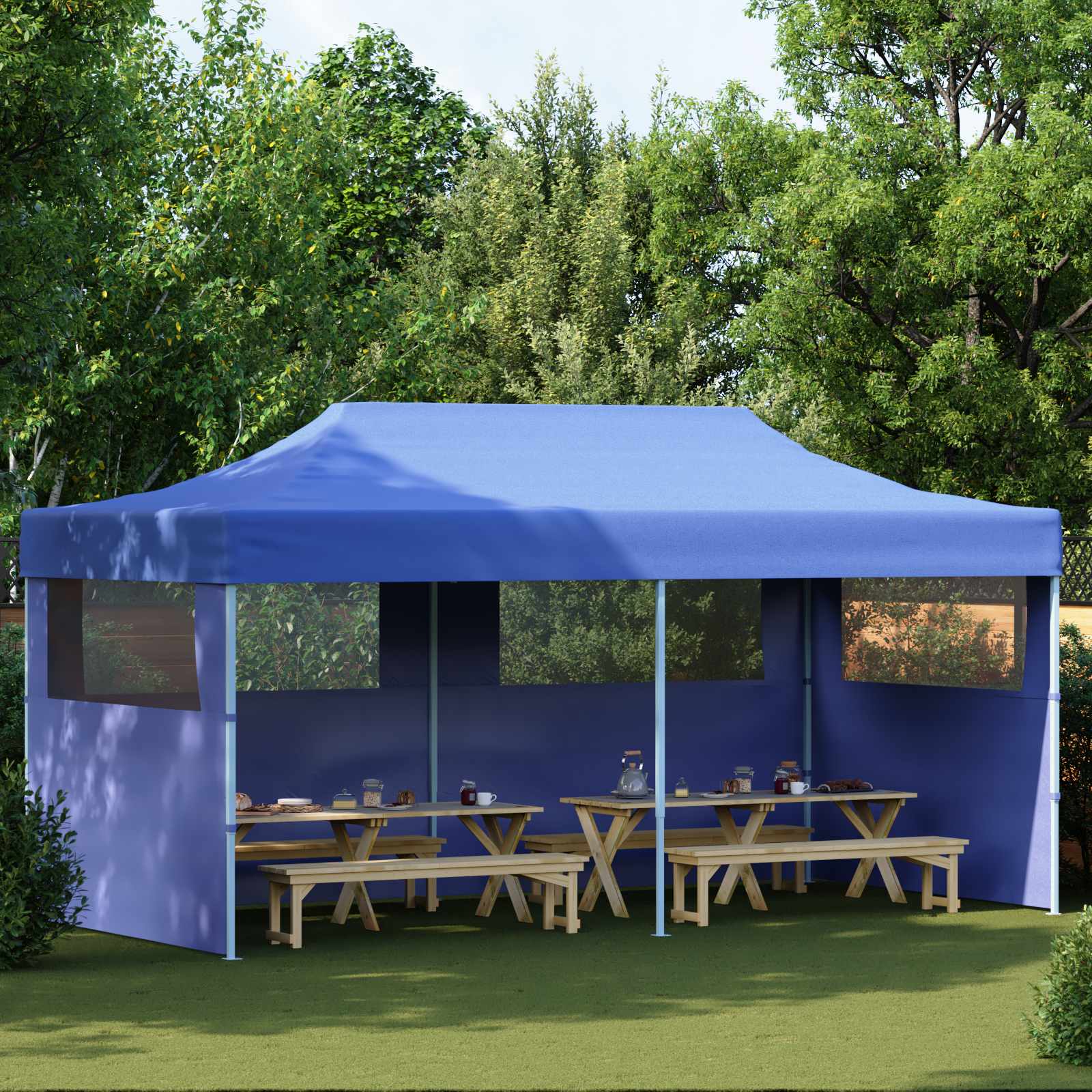 vidaXL Party Tent 291 x 580 x 315 cm Blue Oxford Fabric 1